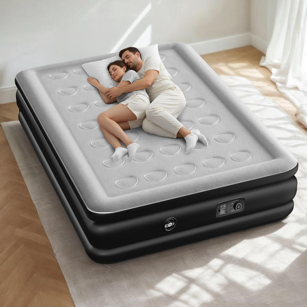 LUFTBETT aufblasbar Airdreams, inkl. manuellem Ventil und Tragebeutel, schwarz/weiß - Schwarz/Weiß, Kunststoff - tectake