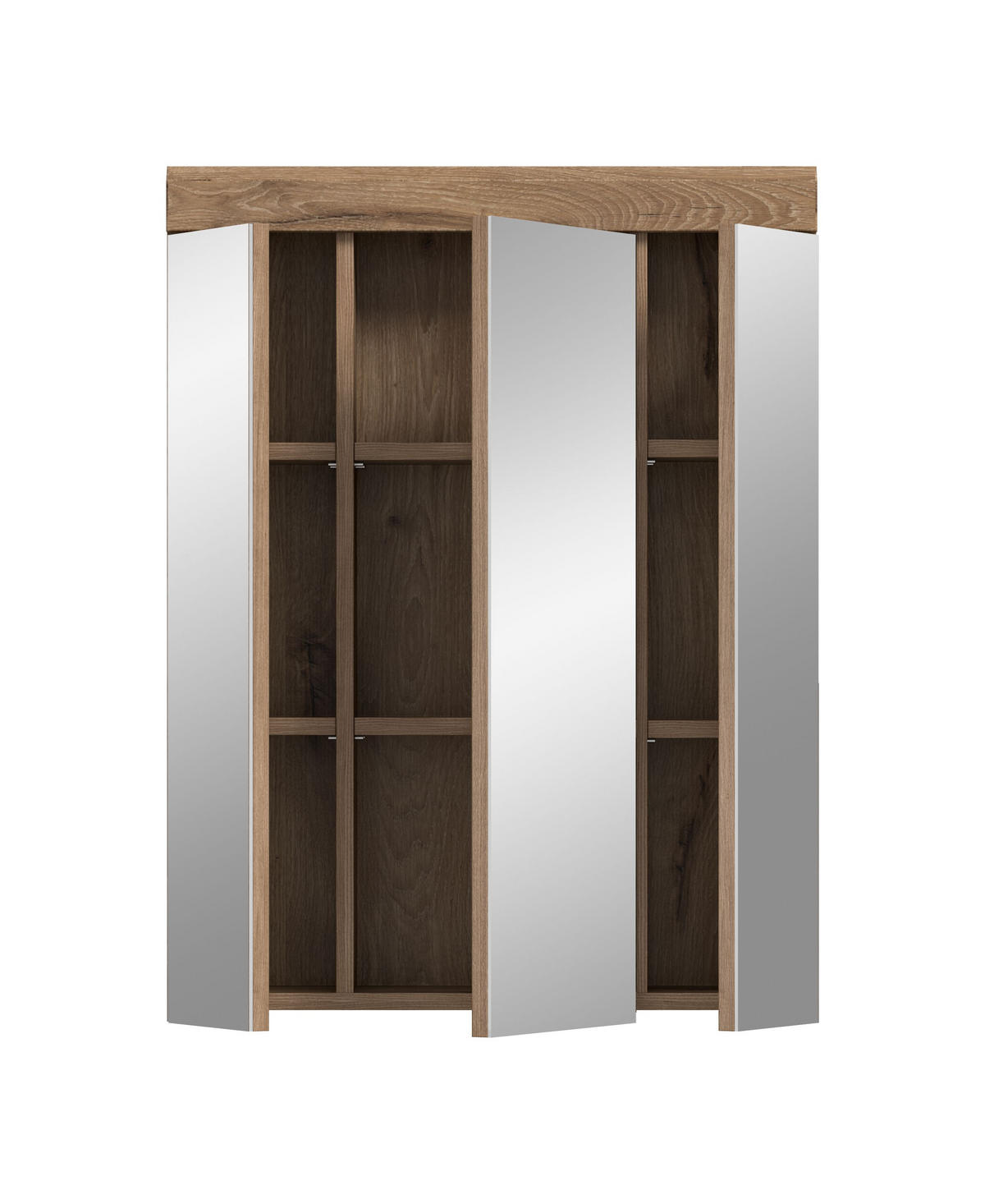 SPIEGELSCHRANK Wave Bad in Nox Oak Nachbildung - modernes Design - B/H/T: 60x79x18 cm - Eichefarben, Glas (60/79/18cm)