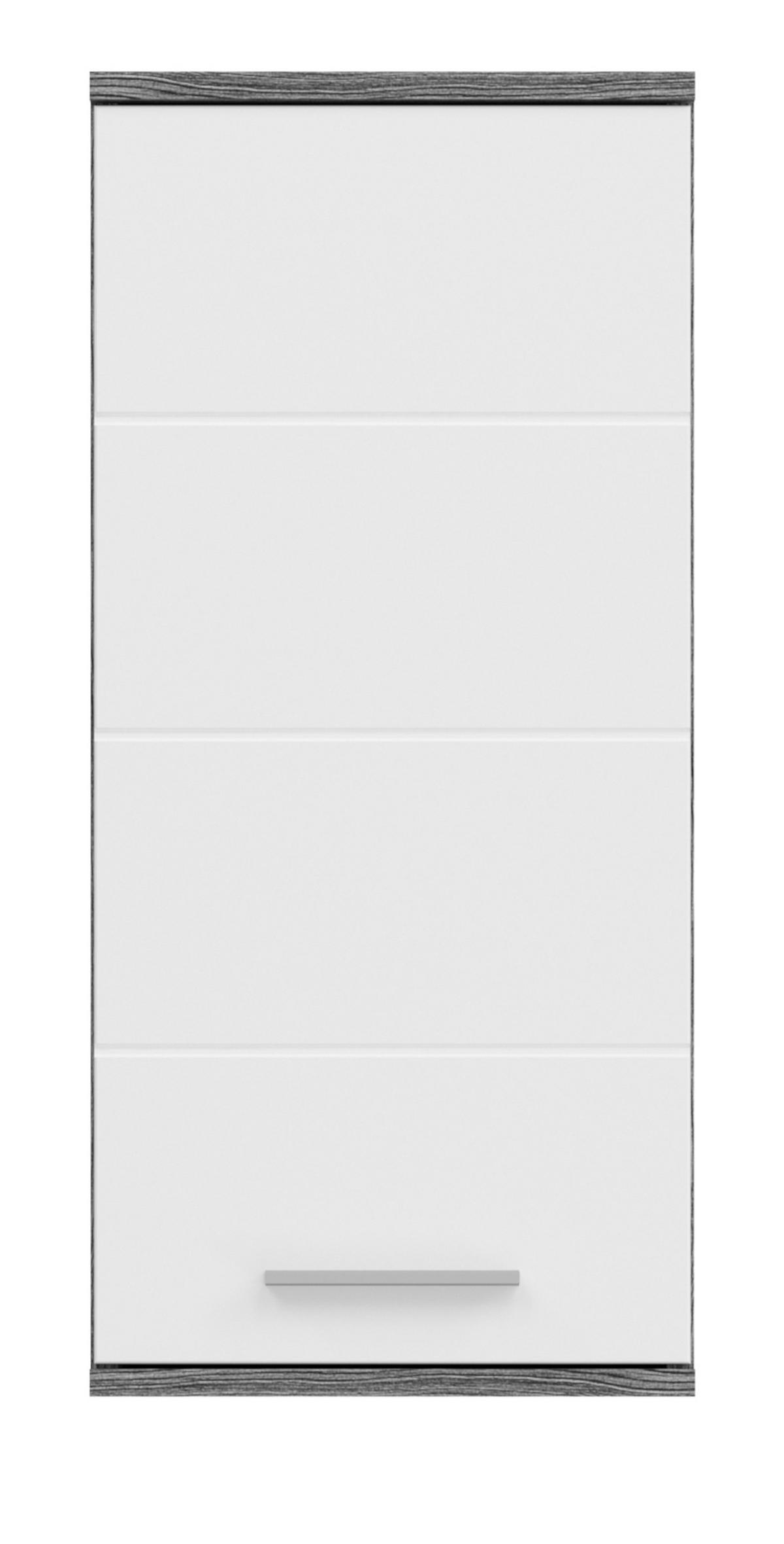 HÄNGESCHRANK weiß Hochglanz, grau, Badschrank mit 3 Fächern - Weiß Hochglanz/Silberfarben, Holzwerkstoff/Kunststoff (35/77/25cm) - Inn.Furn