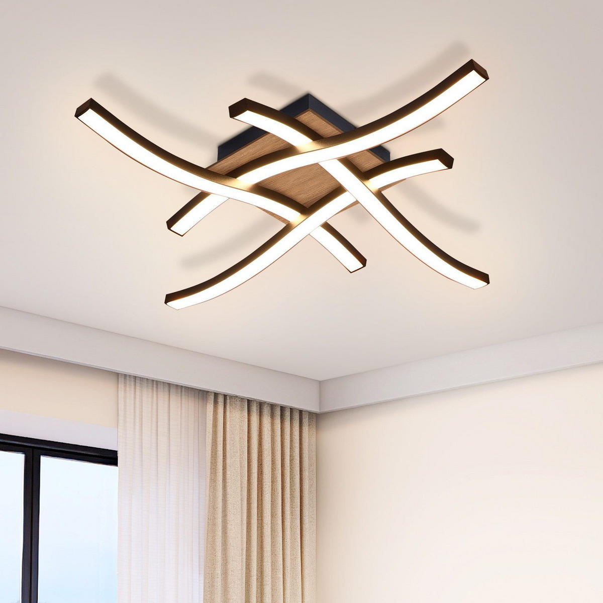 LED-DECKENLEUCHTE Plauen 42.5/42.5/7.3 cm - Schwarz, Metall (42.5/42.5/7.3cm) - Nettlife
