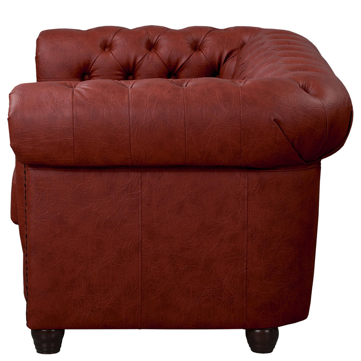 2-SITZER SOFA - Bordeaux/Buchefarben, Kunststoff/Buchenholz (148/72/86cm) - home24