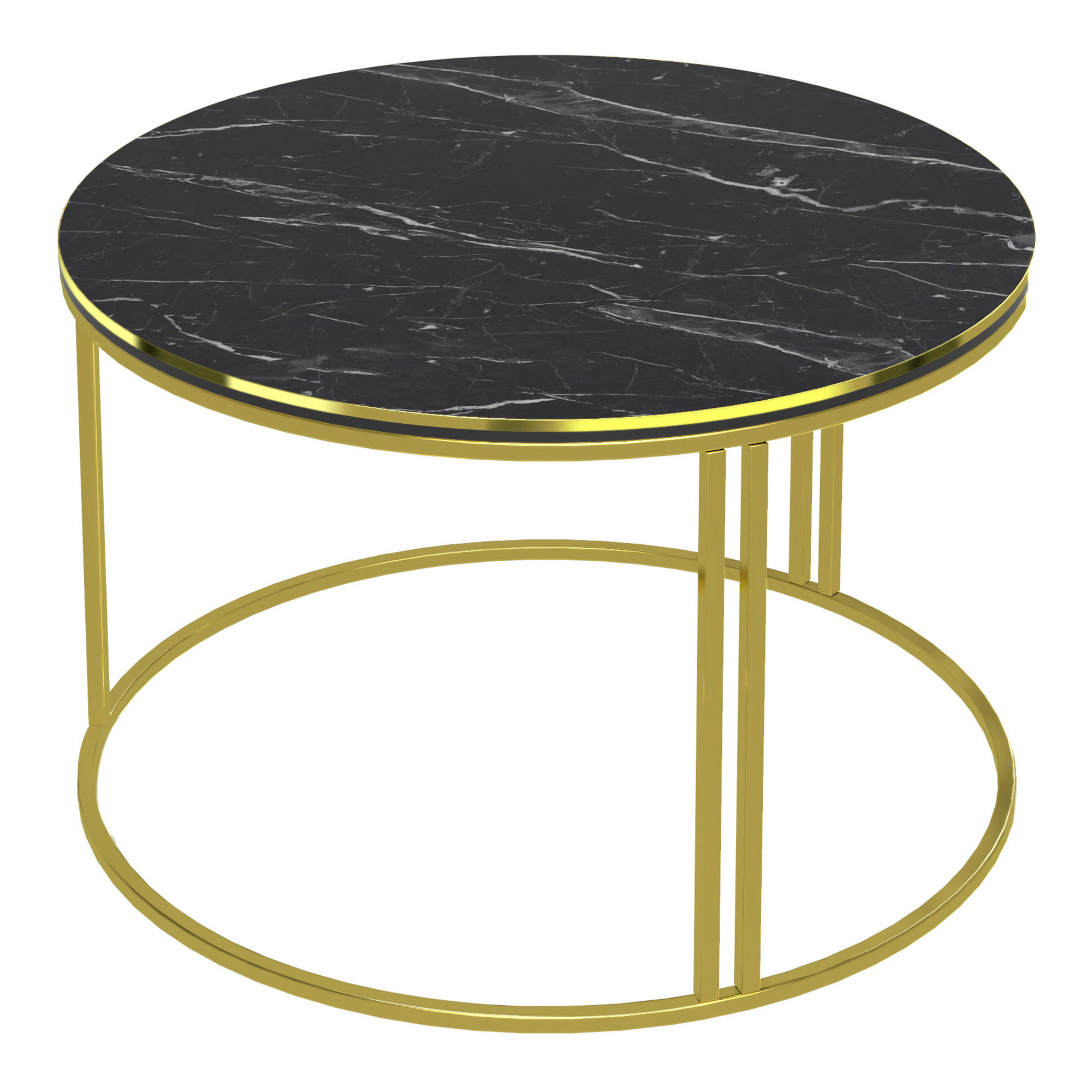 COUCHTISCH Aulum 70/70/50 - Goldfarben/Schwarz, Holzwerkstoff/Metall (70/70/50cm) - [en.casa]