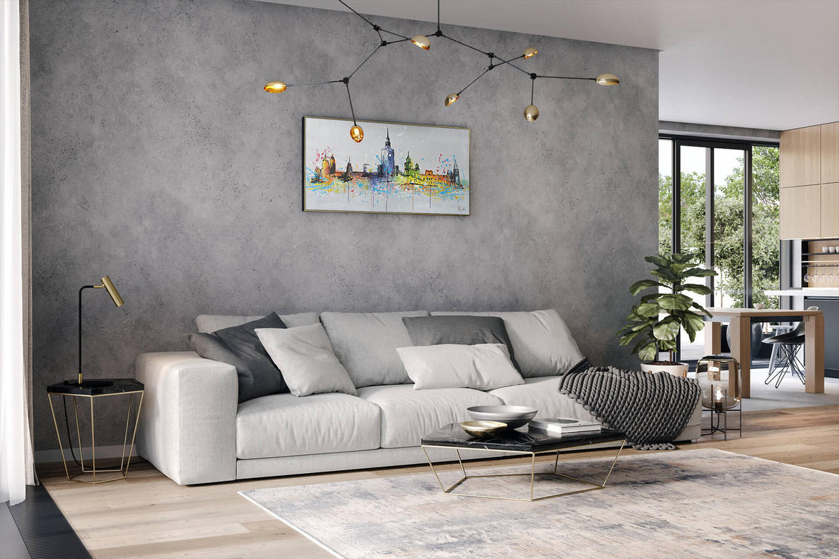 RUČNE MAĽOVANÝ AKRYLOVÝ OBRAZ 120/60 cm, viacfarebný, krajinný motív - viacfarebná, drevo/textil (120/60cm) - KUNSTLOFT
