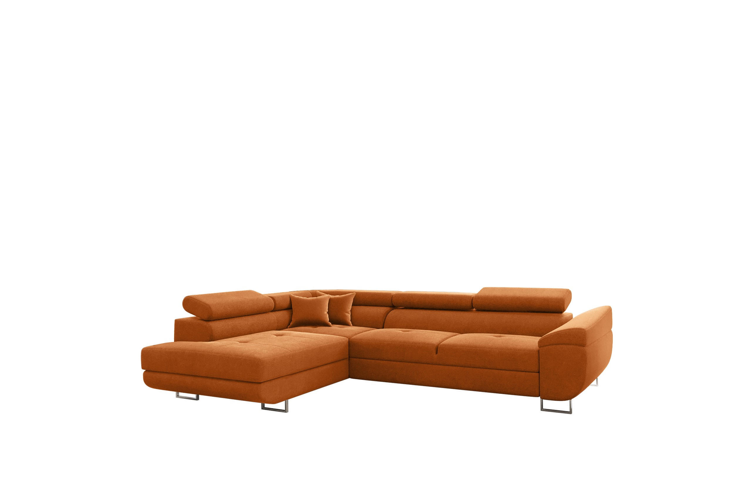 ECKSOFA FALIO L-Form Mit Schlaffunktion Im Modernen Stil Für Das Wohn Und Schlafzimmer Orange Links - Orange, Holz/Textil (202/275cm) - Kaiser Möbel