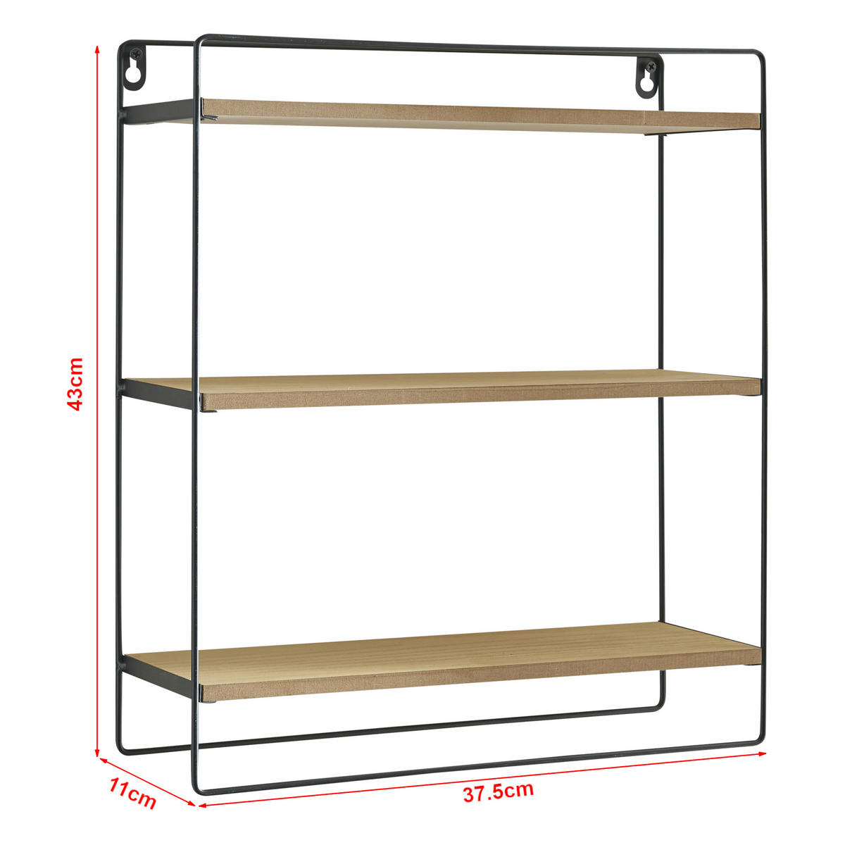 WANDREGAL Skovbo - Schwarz/Braun, Holzwerkstoff/Metall (37.5/43/11cm) - [en.casa]