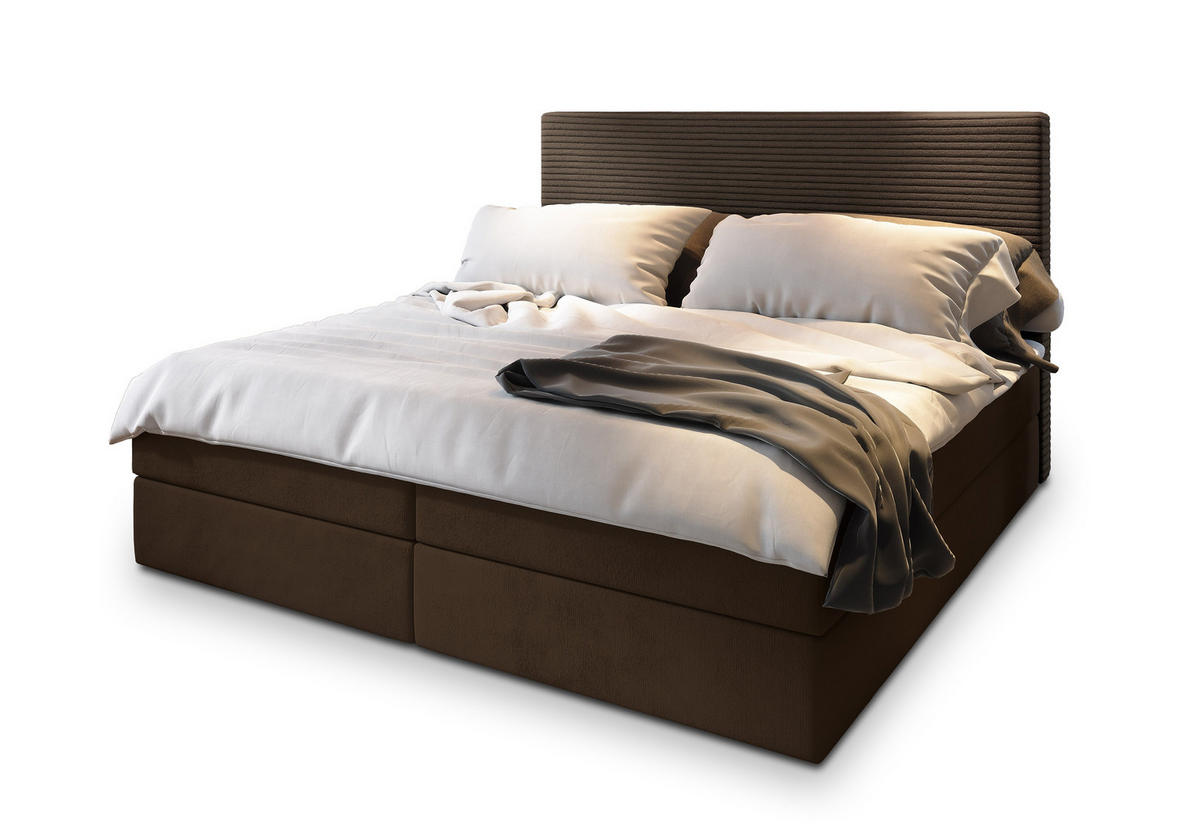 POSTEL BOXSPRING GIARRO 180x200 cm, s matrací a úložným prostorem, hnědá - hnědá, kompozitní dřevo/textil (180/200cm) - MASSENO