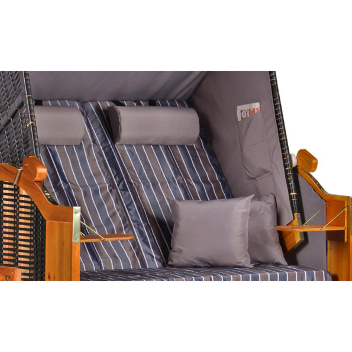 STRANDKORB Ostsee 2-Sitzer PE schwarz - Schwarz/Braun, Metall (120/160/80cm) - Mr. Deko