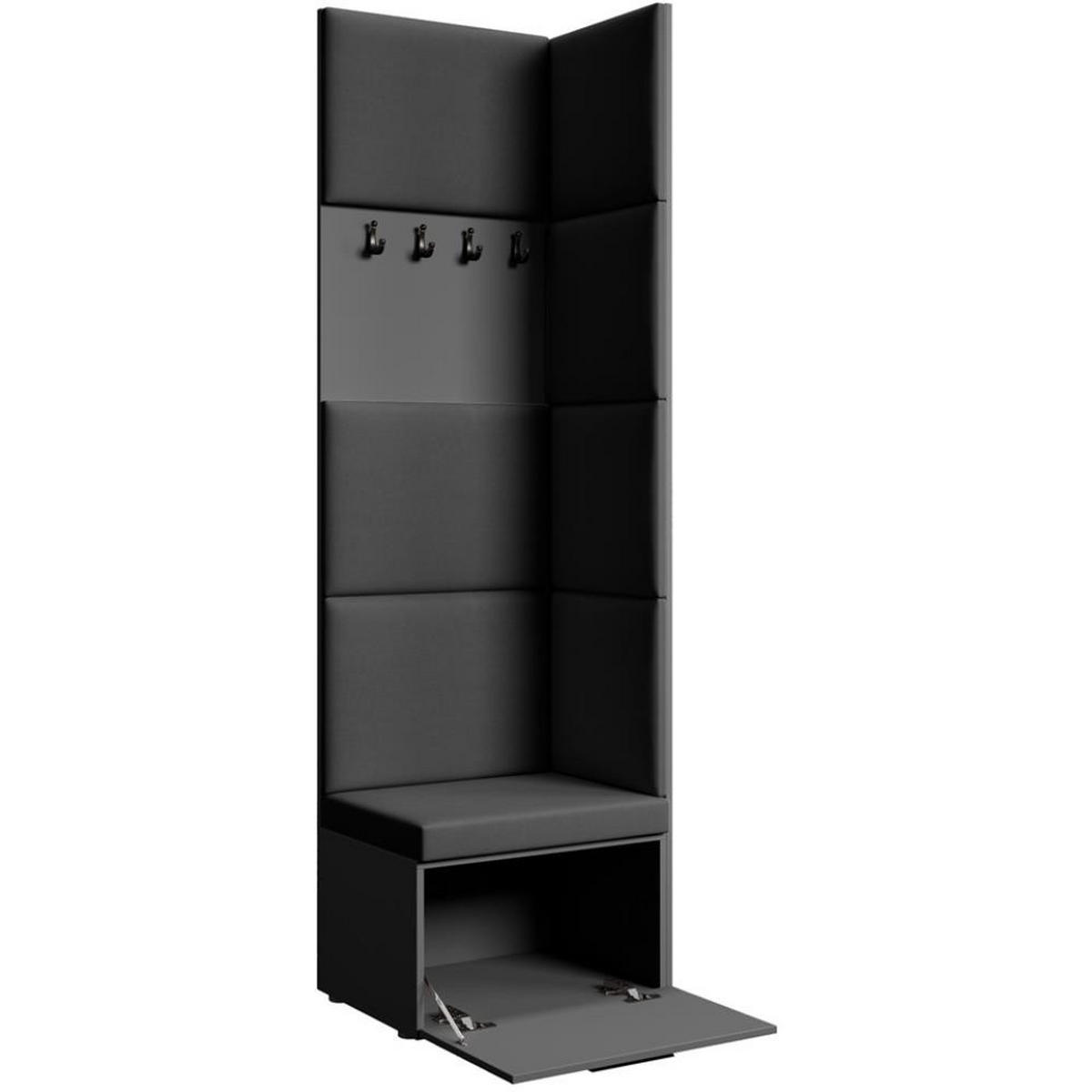 GARDEROBE Margaret V 81/203/43 mit gepolsterten Paneelen - Schwarz/Graphitfarben, Holzwerkstoff/Kunststoff (60/206.5/42cm) - Beautysofa