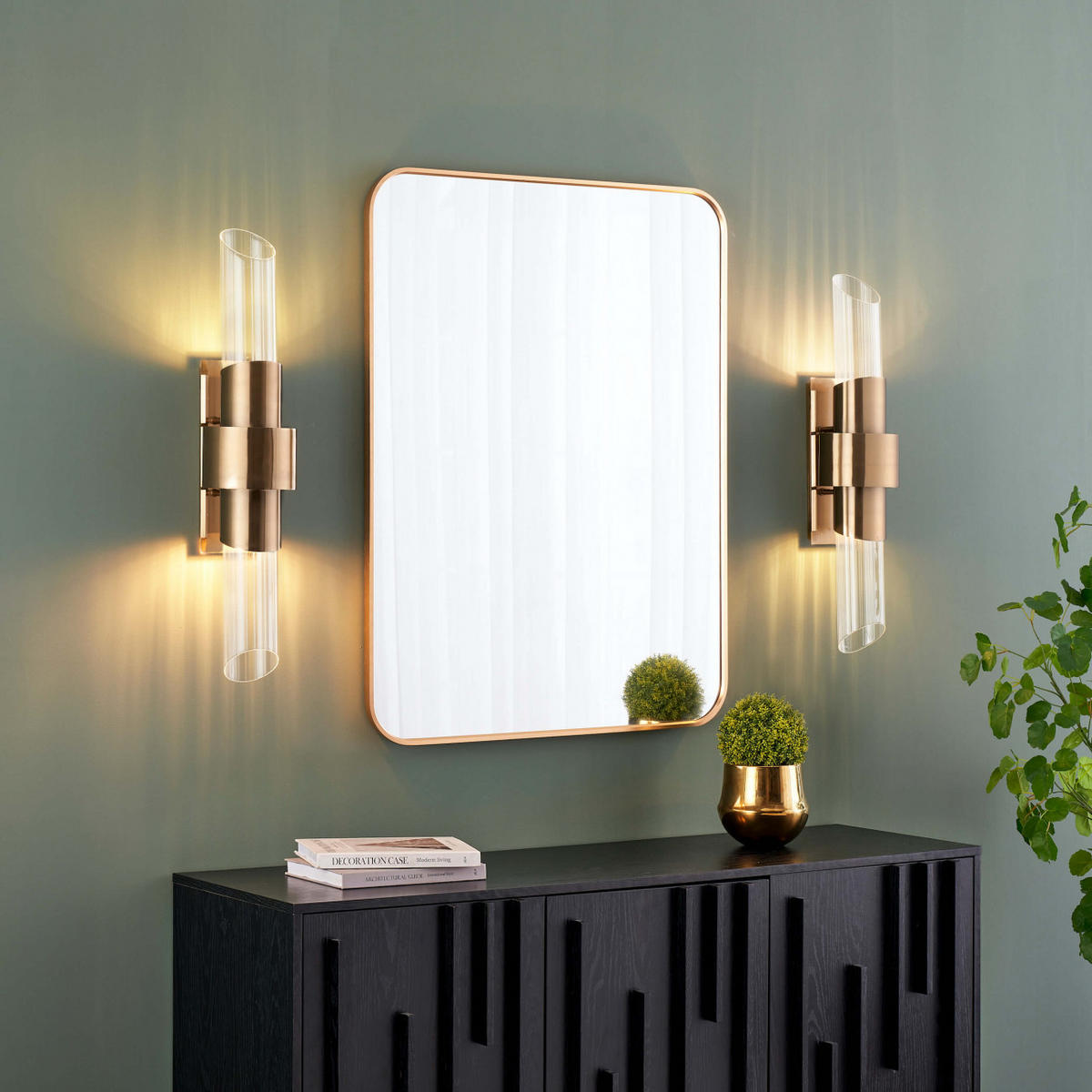 WANDLEUCHTE Denia, Gold / Messing, 75cm - Goldfarben, Glas (18/75/75cm) - KOSILUM