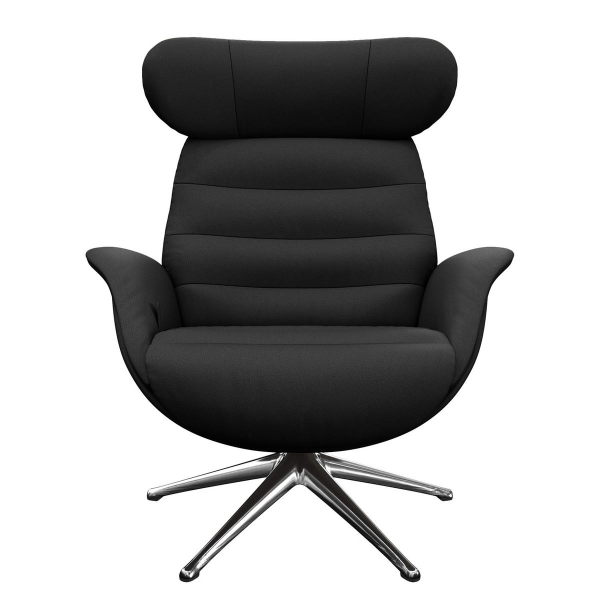 RELAXSESSEL - Schwarz, Leder/Metall (90/107/90cm) - home24