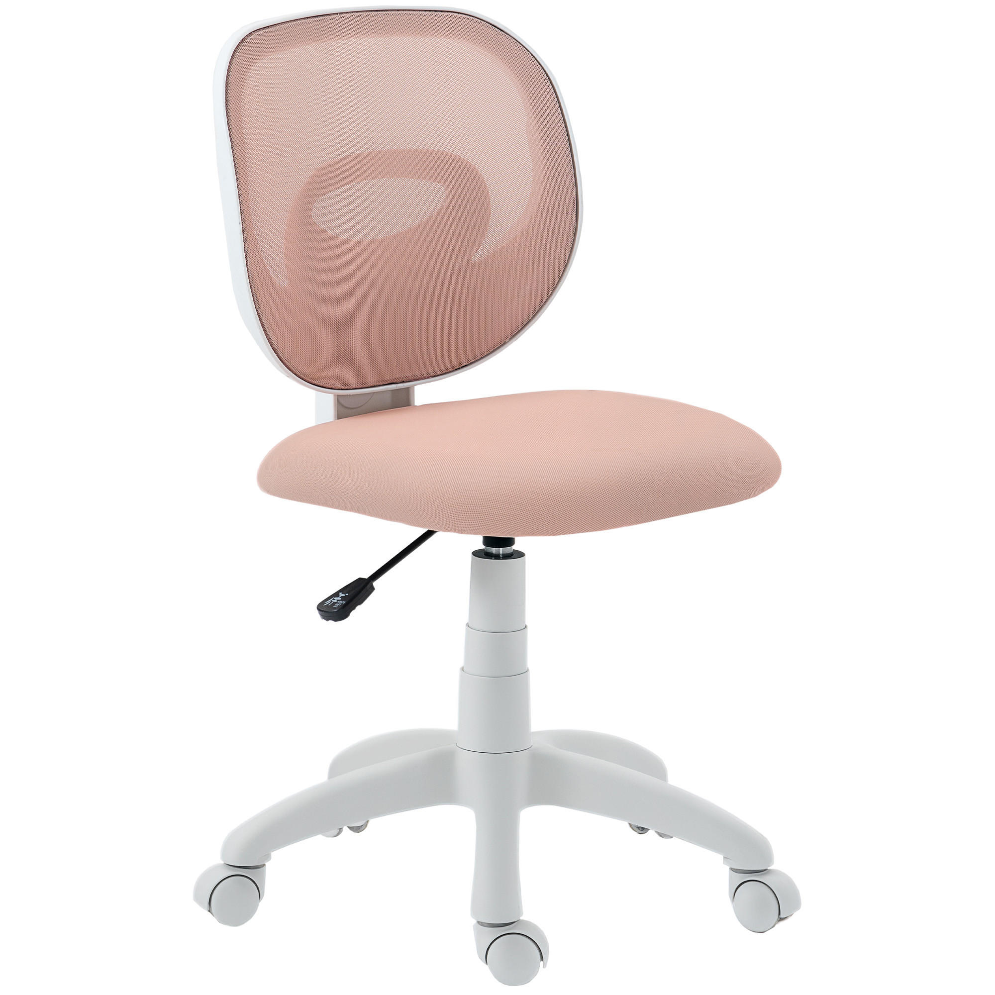 HOMCOM KANCELÁŘSKÁ ŽIDLE Ergonomická kancelářská židle s opěrkou zad ve tvaru písmene C, růžová