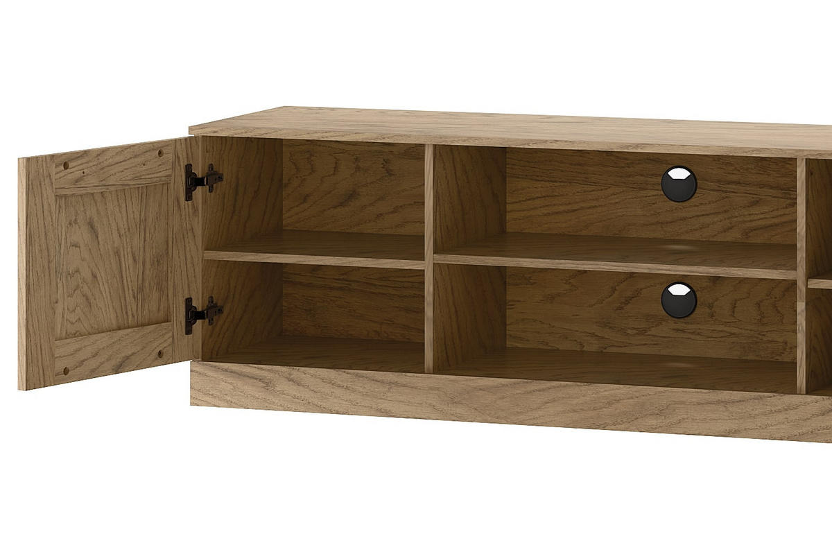 LOWBOARD Cozy Eiche Rustikal 160 / 42 / 50cm - Eichefarben/Braun, Holz/Metall (160/50/42cm) - Feldmann-Wohnen