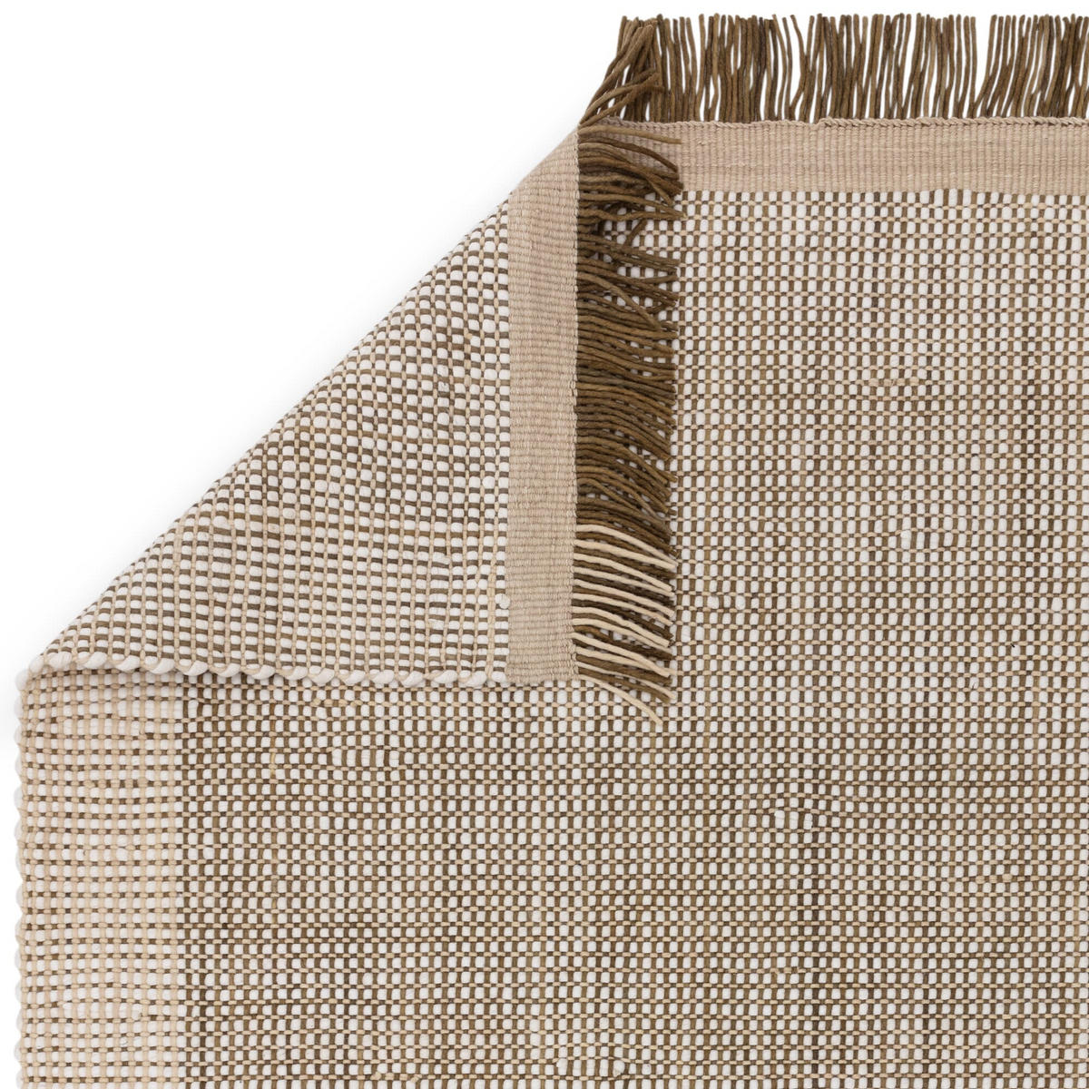 TEPPICH Wolle handgewebt mit Korbmuster Fransen PISA, Olivgrün 200x290 cm - Olivgrün, Textil (200/290cm) - KADIMA DESIGN