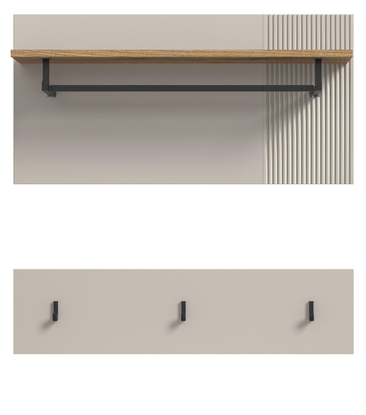 GARDEROBENPANEEL Kaschmir Sand, Eiche Evoke, Wandgarderobe Set 2-teilig 80 cm Skid - Kaschmir/Eichefarben, Holzwerkstoff/Metall (80/80/28cm) - Inn.Furn
