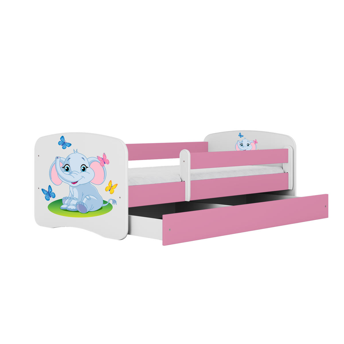 KINDERBETT Elefant mit Schublade 160/80 90/61/164 - Rosa, Holzwerkstoff (80/160cm) - RAUMHIRSCH FURNITURE