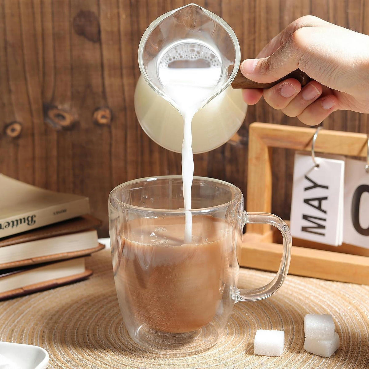 MESSBECHER Glas mit Holzgriff 180 ml - Transparent, Glas (0.18L)