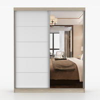 SCHWEBETÜRENSCHRANK 183/218/61 cm 2-türig Bella 03 Sonoma Eiche, Weiß - Alufarben/Weiß, Glas/Holzwerkstoff (183/218/61cm) - imoebel24