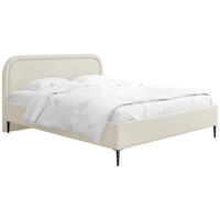 POLSTERBETT Jasmine Slim mit Bettkasten, Lattenrost & hohen Metallfüßen in Creme Chenille 140x200 cm - Birkefarben/Creme, Holz/Textil (140/200cm) - WFL GROUP
