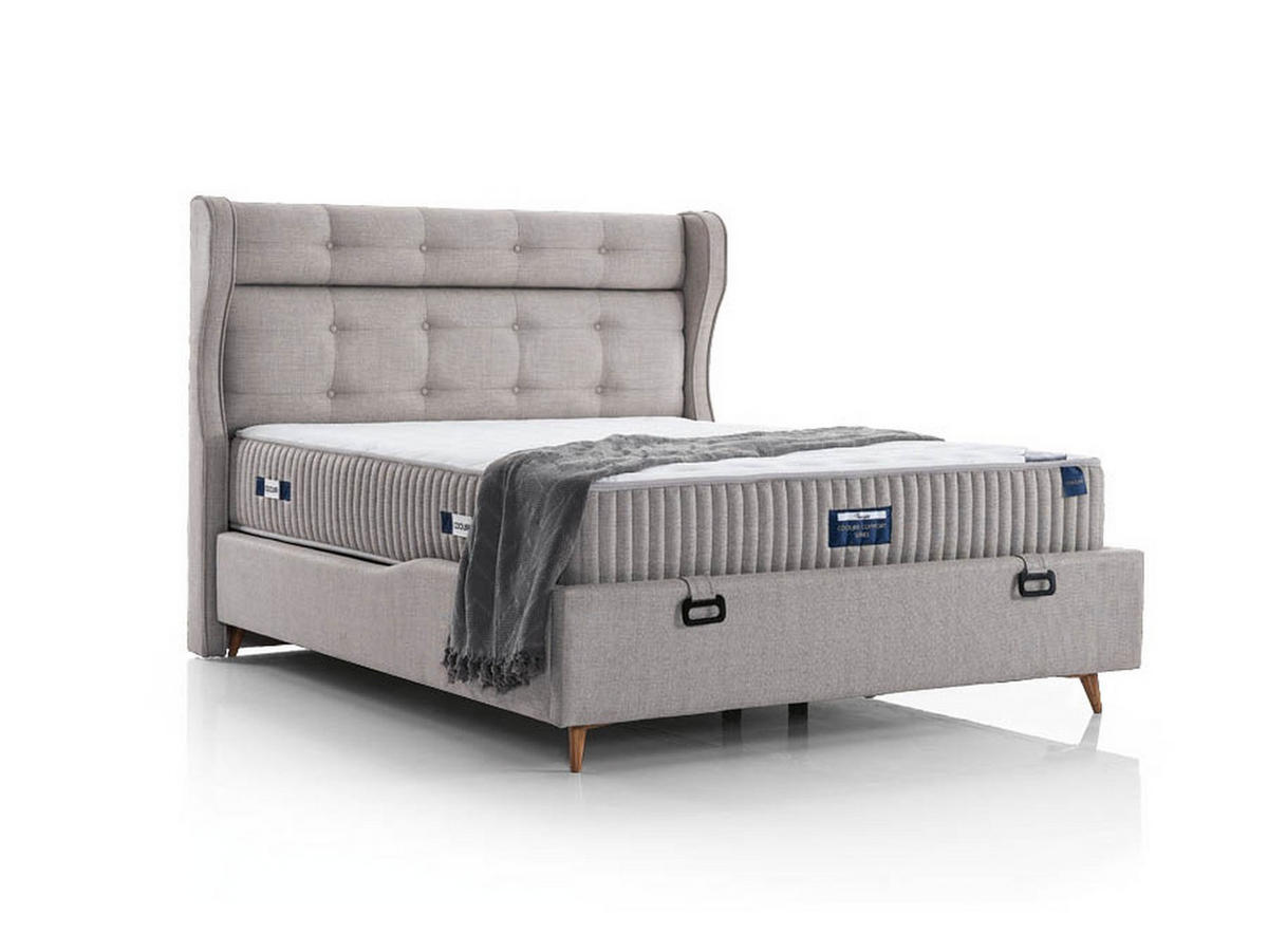 POLSTERBETTSET Cooler 180x200 Grau - Grau, Metall (180/200cm) - Villa Möbel