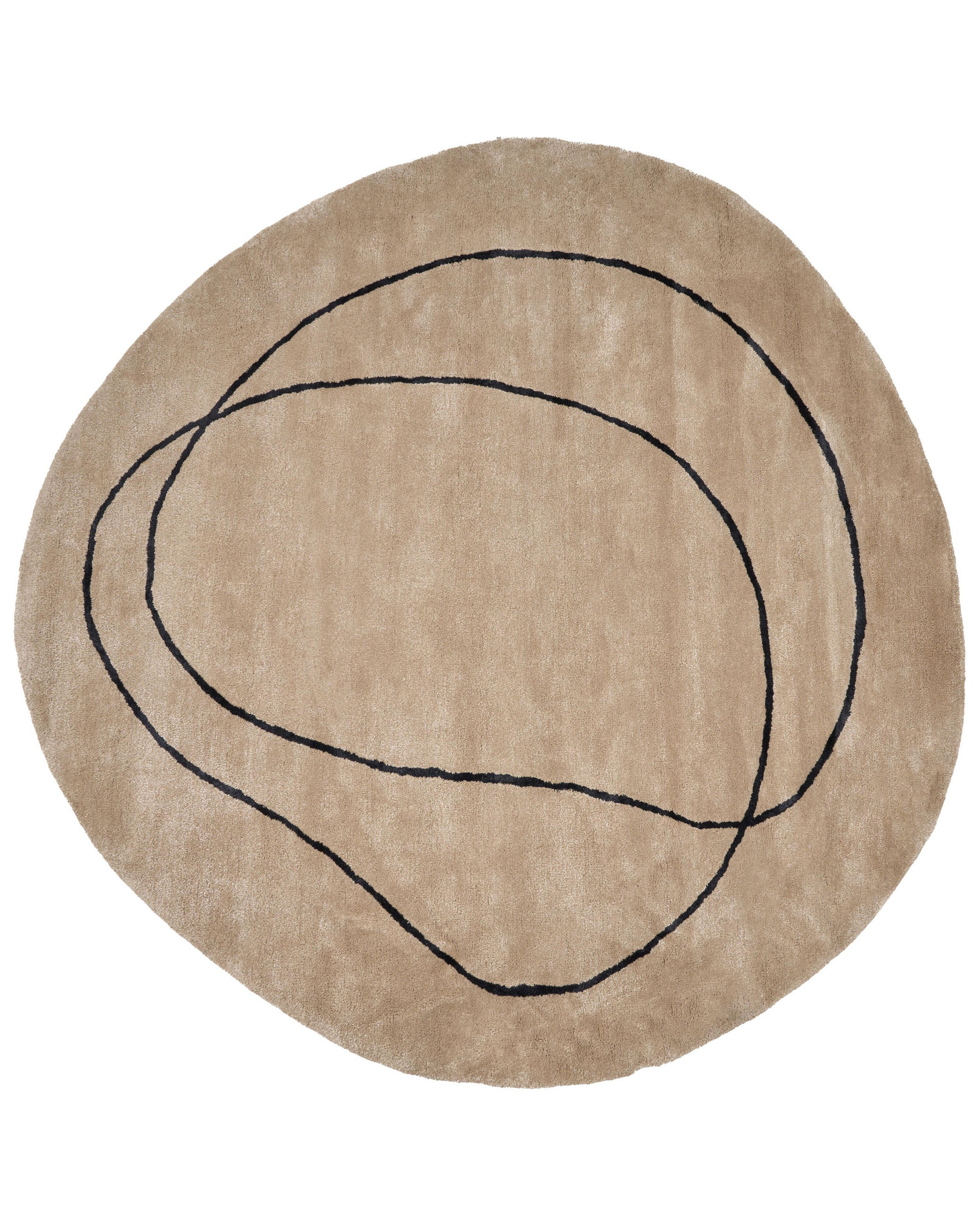 KURZFLOR-TEPPICH Beige 160/230 cm Digri - Beige/Schwarz, Textil (200/200cm) - Beliani
