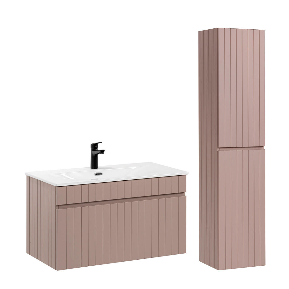 BADMÖBEL 80cm Zelie 2er-Set Rose - Pink, Holzwerkstoff (80/46/46cm) - Petits-meubles