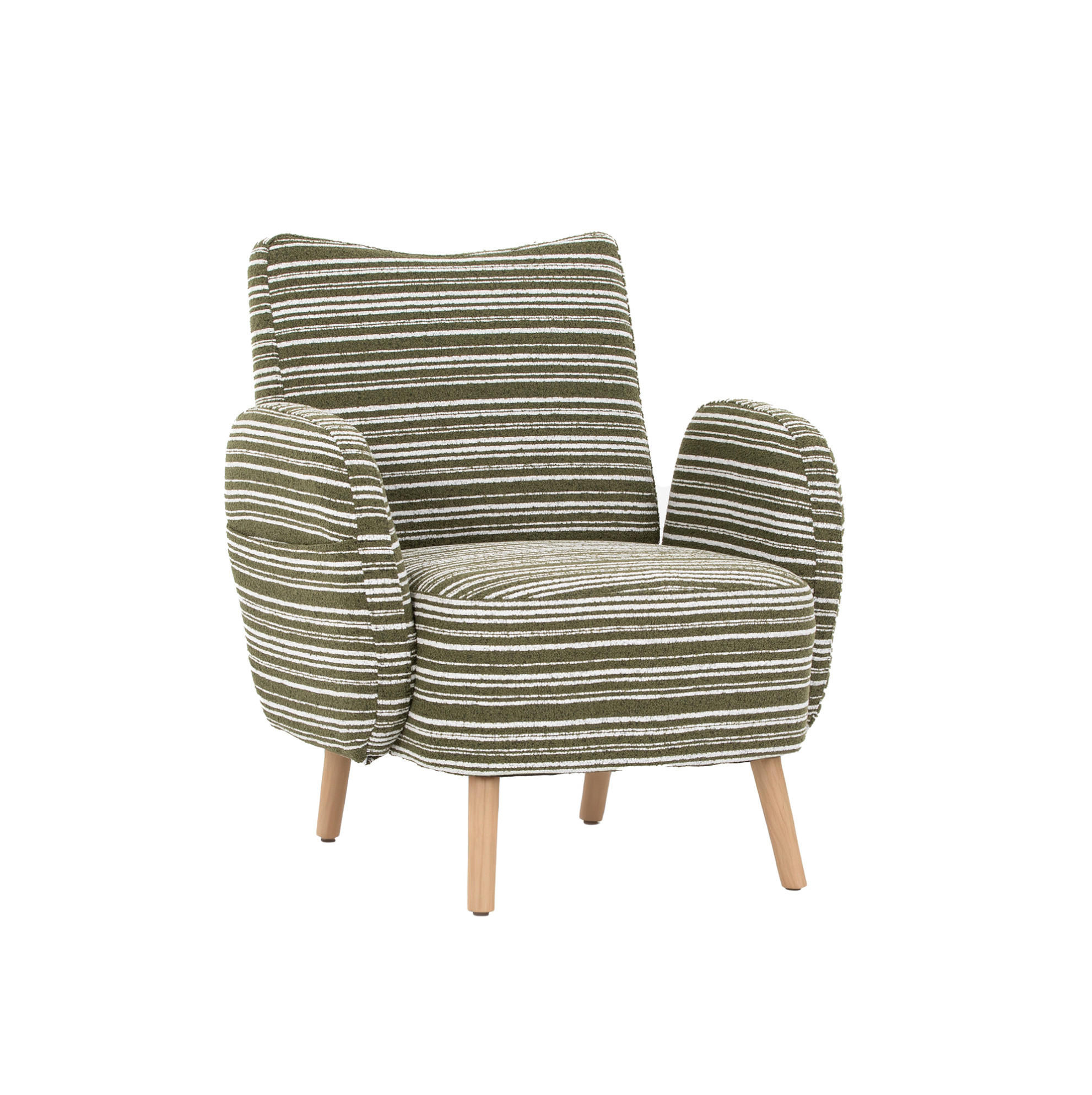 SESSEL 77/81/87 cm in Olivgrün aus Bouclé mit Seitentasche - Olivgrün, Textil (77/87/81cm) - BEAOK