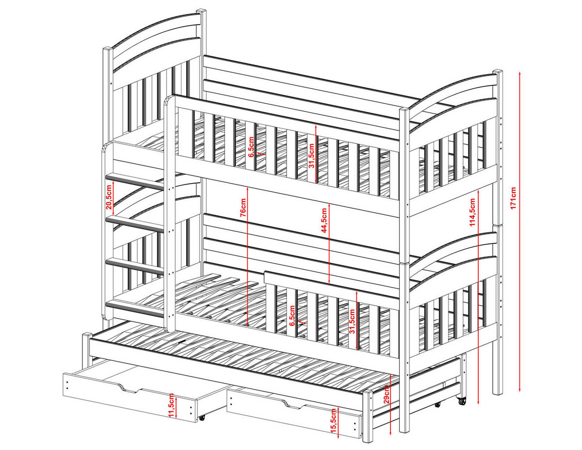 ETAGENBETT WEIß - Weiß, Holz (90/200cm) - FURNLUX