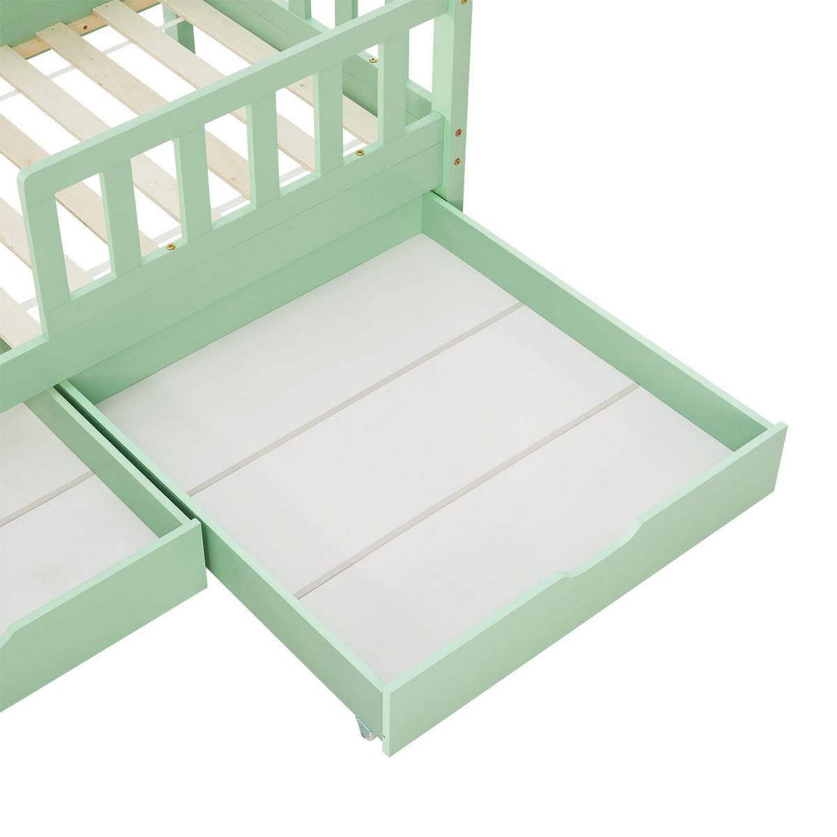 KINDERBETT Marli mint 80x160 cm mit Bettkasten - Mintgrün, Holz (80/160cm) - Juskys