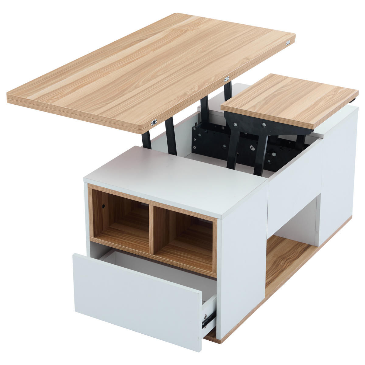 COUCHTISCH DE-057 Multifunktion Weiß/Originalholzfarbe - Weiß, Holzwerkstoff (51/100/47cm) - ComfortXL