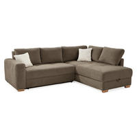 ROHOVÁ POHOVKA – PRO DLOUHODOBÉ SPÁNÍ: Boxspring, pružinová matrace, topper, úložný prostor, 257 × 206 × 85 cm (Š×H×V), hnědá kord / 15213 - hnědá, kompozitní dřevo (257/206cm) - luma-home