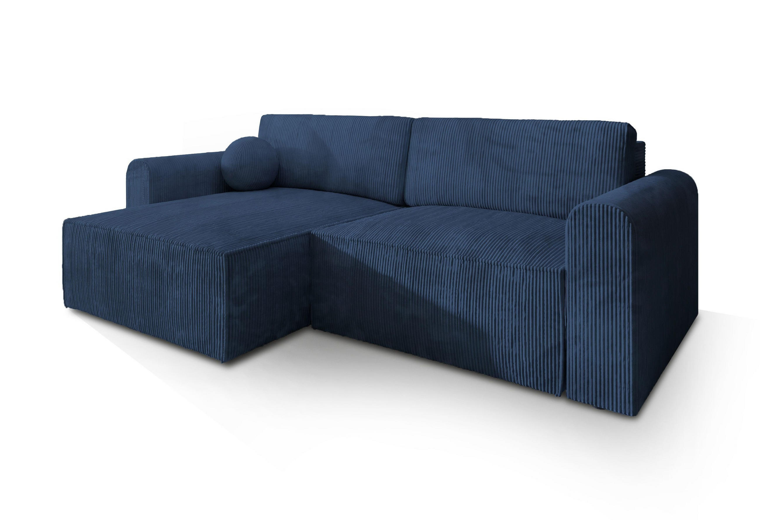 ROHOVÁ SEDAČKA FIANO modrá - šedá/modrá, dřevo/textil (245/148cm) - MASSENO