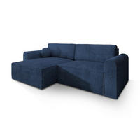 ROHOVÁ SEDAČKA FIANO modrá - šedá/modrá, dřevo/textil (245/148cm) - MASSENO