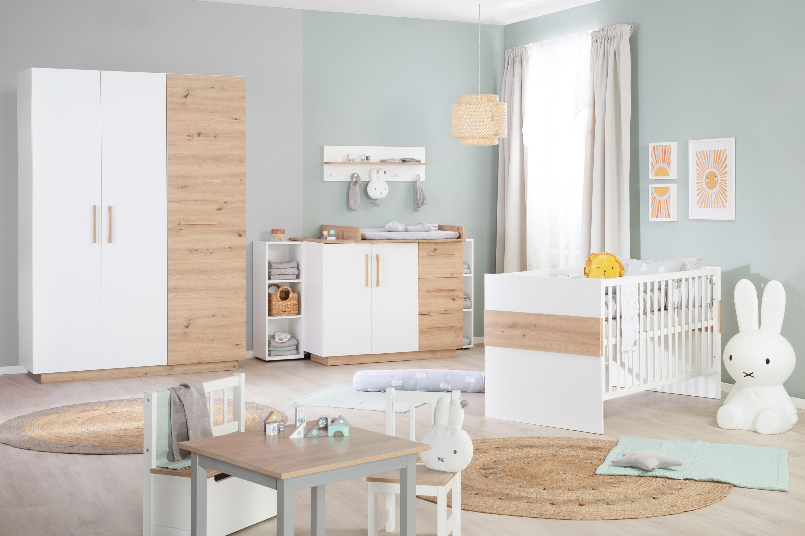 BABYZIMMER-SET Lion, 3-teilig - Multicolor, Holzwerkstoff (76/82/144cm) - Roba