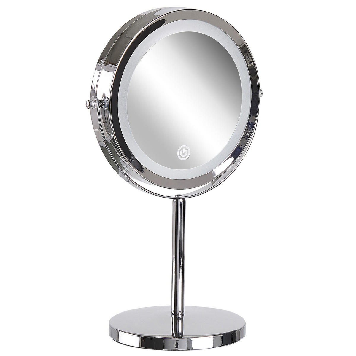 KOSMETIKSPIEGEL silber mit LED-Beleuchtung 20 cm Verdun - Silberfarben, Metall (20/31/14cm) - Beliani