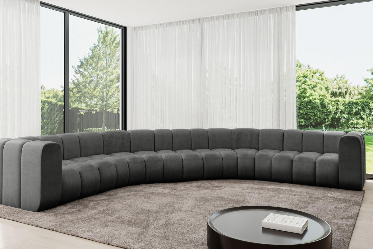 WOHNLANDSCHAFT modulares Sofa Lazro-U1 - 373x373x70 cm Dunkelgrau - Dunkelgrau, Holzwerkstoff/Textil (373/70/373cm) - ALTDECOR