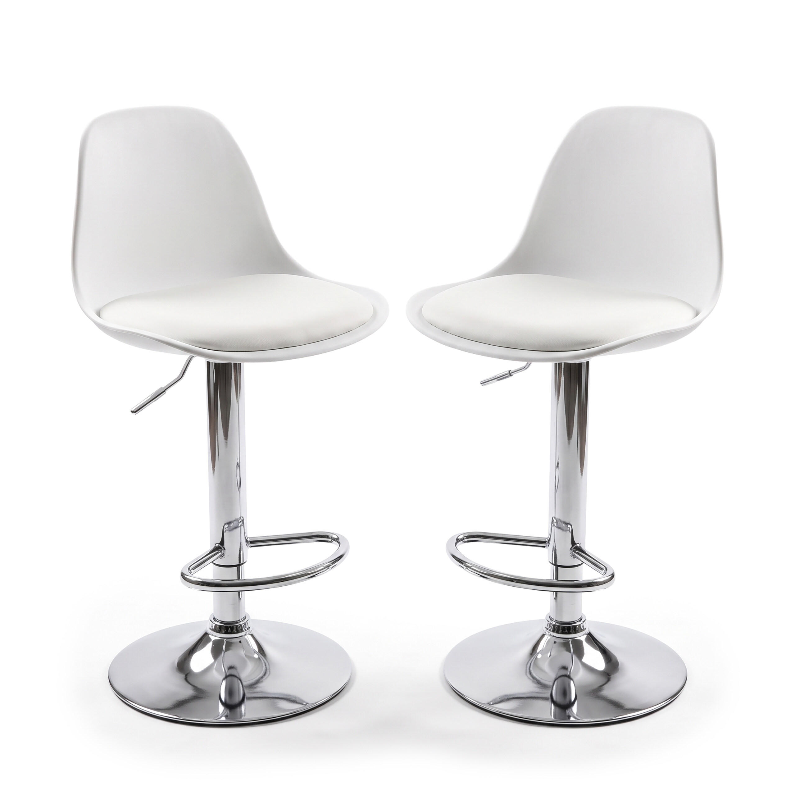 BARHOCKER Weiß 2er-Set höhenverstellbar mit Rückenlehne - Multicolor, Kunststoff/Metall (38/103/38cm) - Relaxdays