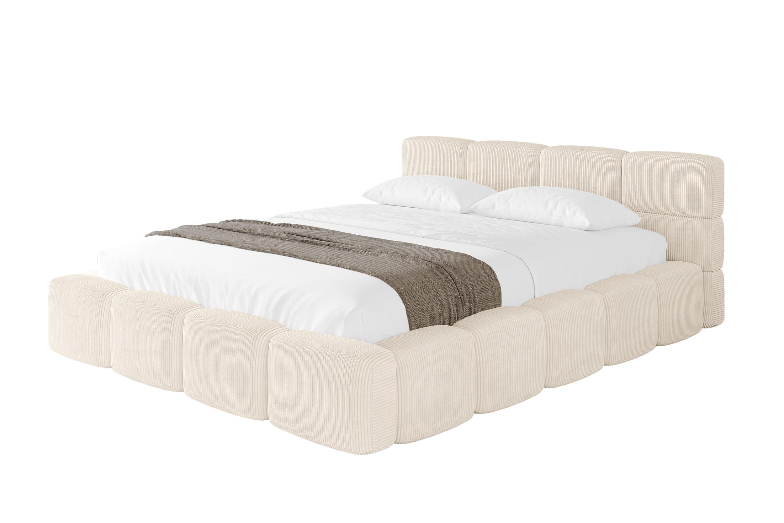POLSTERBETT mit Bettkasten und Lattenrost, Bett mit Kopfteil, Boxbett ohne Matratze, Doppelbett mit Stauraum - NATA-v1 180x200 Beige - Schieferfarben, Holzwerkstoff/Textil (180/200cm) - ALTDECOR