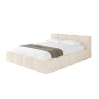 POLSTERBETT mit Bettkasten und Lattenrost, Bett mit Matratze H3/H4, Kopfteil, Boxbett, Doppelbett mit Stauraum - NATA-v1 200x200 Beige - Schieferfarben, Holzwerkstoff/Textil (200/200cm) - ALTDECOR