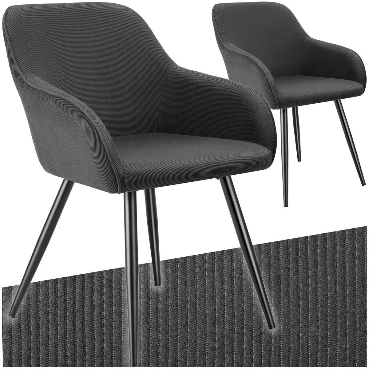 ESSZIMMERSTUHL 2er Set Marilyn 58 x 62 x 82 cm anthrazit/schwarz - Anthrazit/Schwarz, Kunststoff (62/82/58cm) - tectake