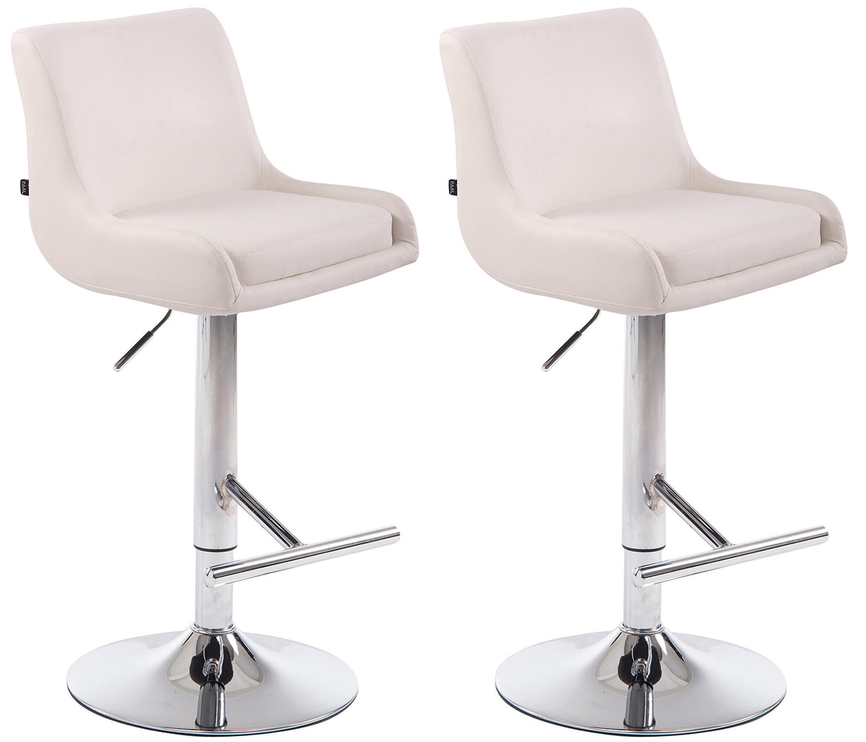 BARHOCKER Cludo, 2er Set, Gestell Metall in Chromoptik, Kunstleder Weiß - Chromfarben/Weiß, Kunststoff/Textil (43/100/50cm) - TPFLiving