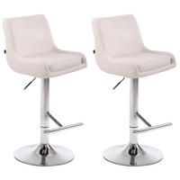 BARHOCKER Cludo, 2er Set, Gestell Metall in Chromoptik, Kunstleder Weiß - Chromfarben/Weiß, Kunststoff/Textil (43/100/50cm) - TPFLiving