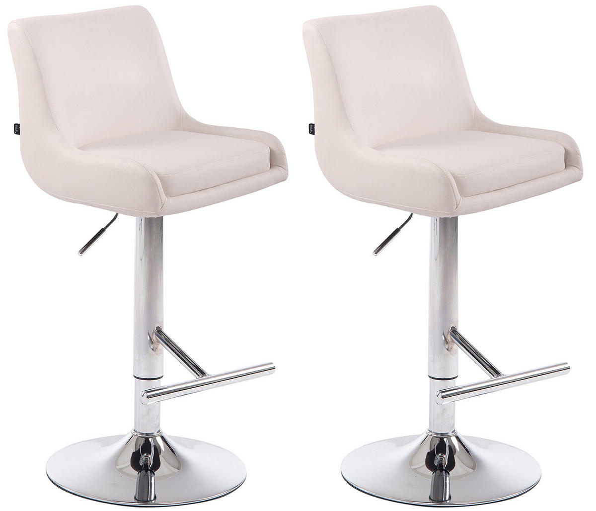 BARHOCKER Cludo, 2er Set, Gestell Metall in Chromoptik, Kunstleder Weiß - Chromfarben/Weiß, Kunststoff/Textil (43/100/50cm) - TPFLiving