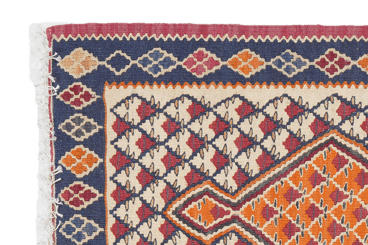 HANDWEBTEPPICH Kelim Senneh Beige 90/60 cm Schurwolle - Beige, Textil (60/90cm) - Looma
