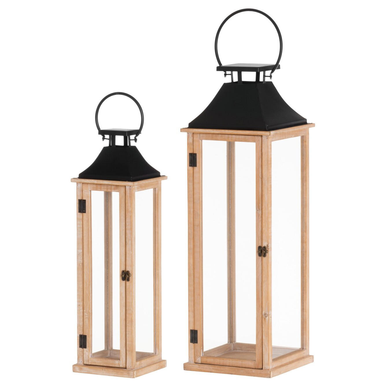 LATERNEN TAHVO 2er-Set - Braun, Holz (25/76.5/25cm)