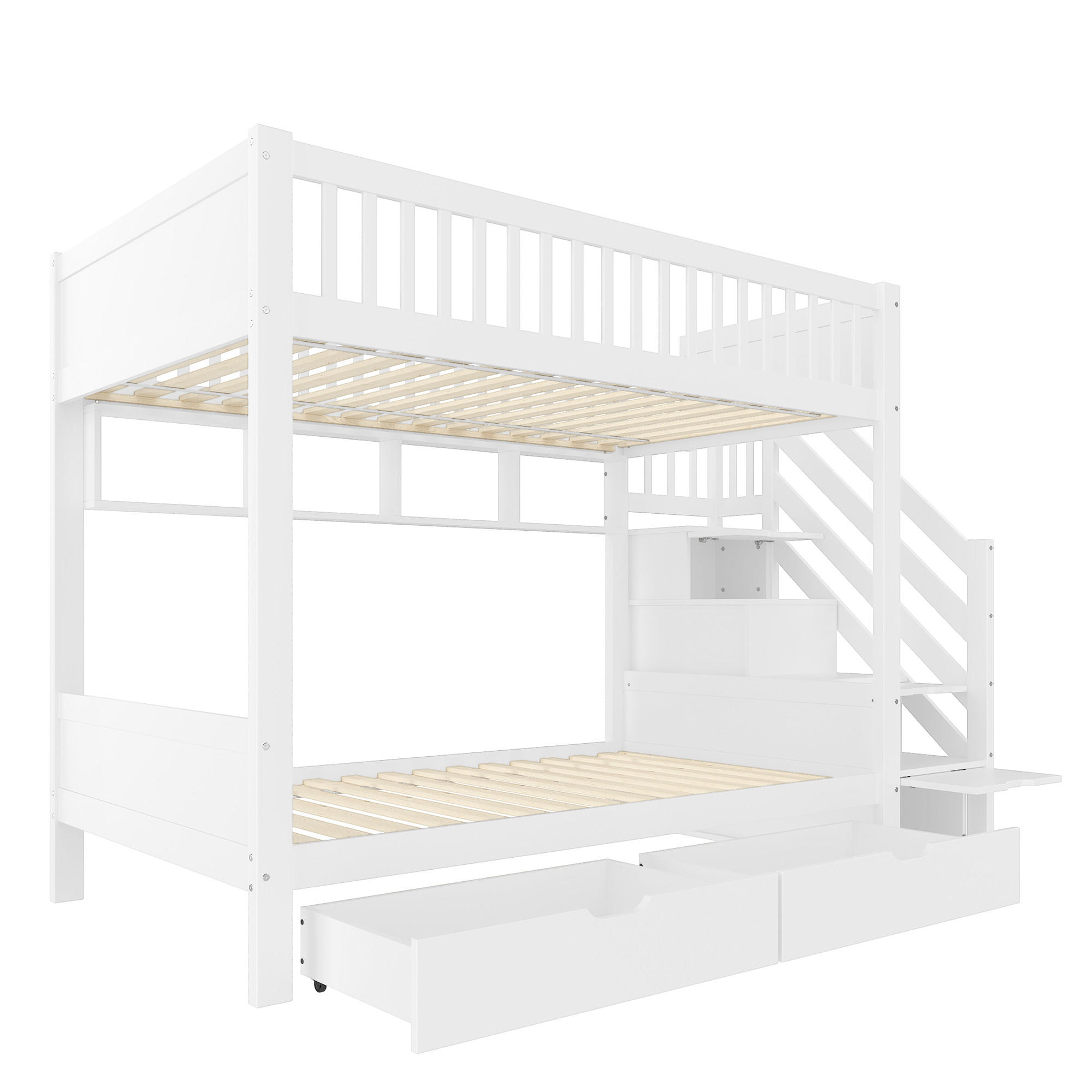 ETAGENBETT mit Schublade, Regal und Kleiderschrank Weiß - Weiß, Holz (90/200cm) - ComfortXL