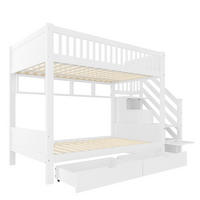 ETAGENBETT mit Schublade, Regal und Kleiderschrank Weiß - Weiß, Holz (90/200cm) - ComfortXL