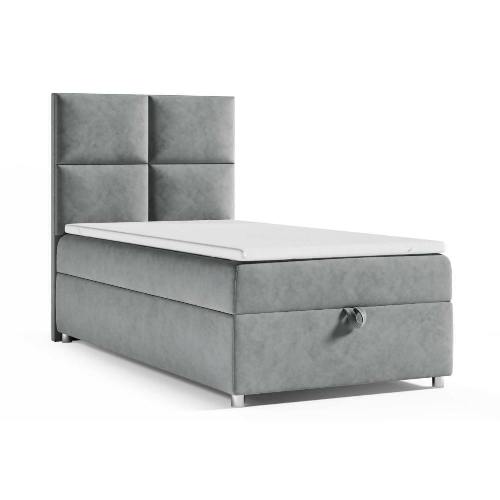 BOXBETT mit Bettkasten Trinity K-2 SINGLE Bonellfederkern inkl. Topper - Grau, Holz/Holzwerkstoff (100/200cm) - Best For Home