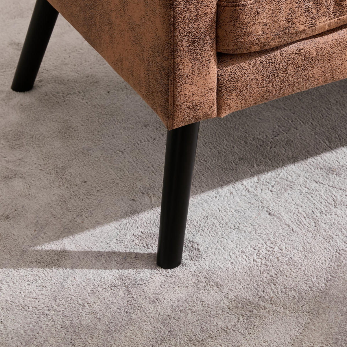2-SITZER 119/75/88 cm Suedevlies-Polster mit Knopfheftung, Massivholzbeinen Dunkelbraun - Dunkelbraun, Textil (75/88/120cm) - OKMYHOME