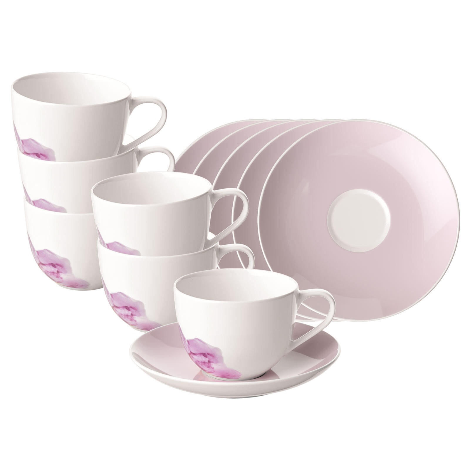 KAFFEETASSEN MIT UNTERTASSEN Rose Garden rosa 160 ml 6er Set - Rosa, Keramik (14.8/8.8/14.8cm) - Villeroy & Boch