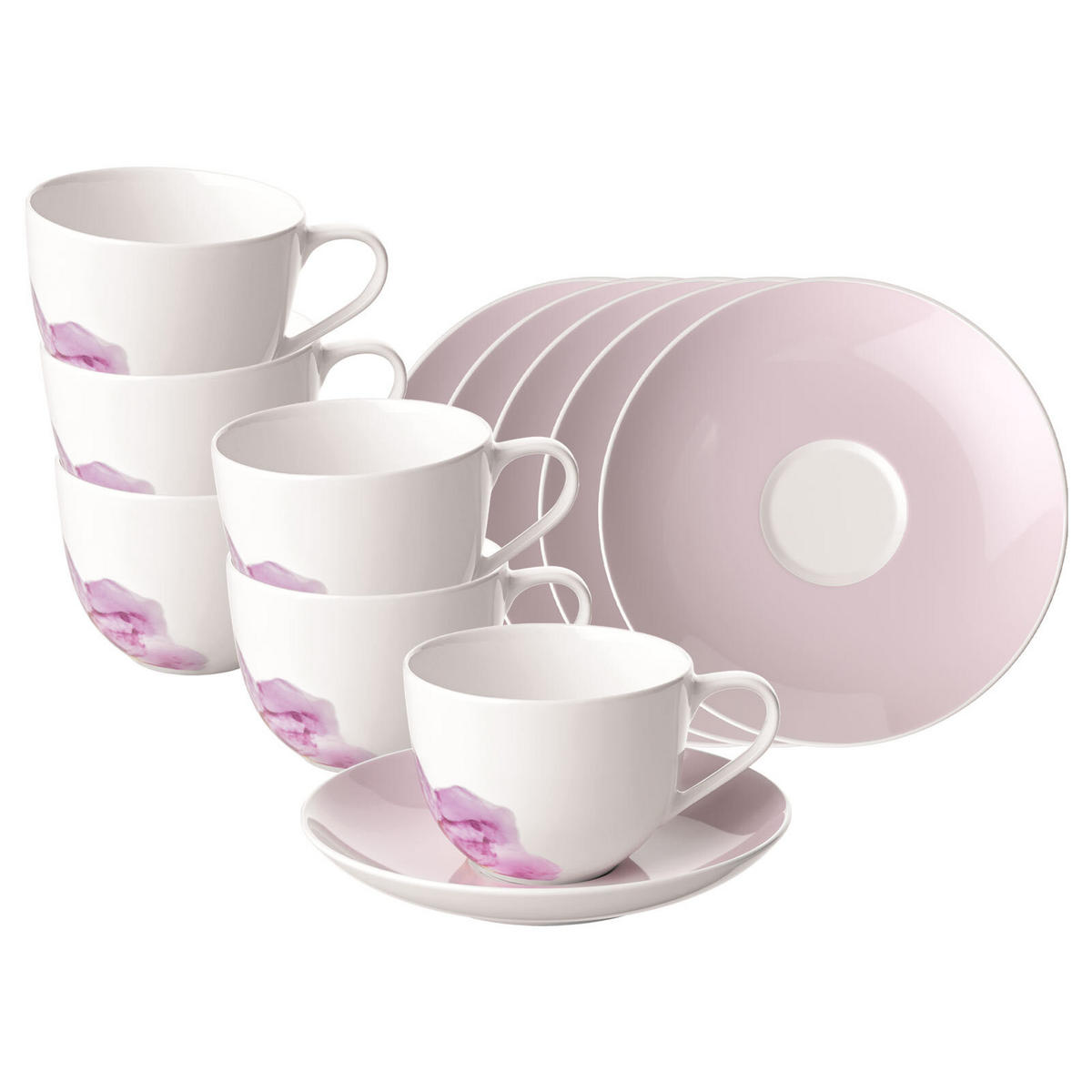 KAFFEETASSEN MIT UNTERTASSEN Rose Garden rosa 160 ml 6er Set - Rosa, Keramik (14.8/8.8/14.8cm) - Villeroy & Boch